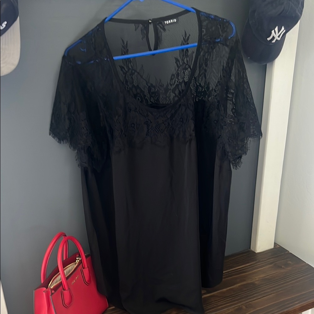 Torrid Black Lace Overlay Top